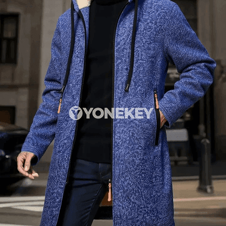 Erkekler üçin ýyly kapşonly fermuarly kurtka, galyň fleece, S-XXXL