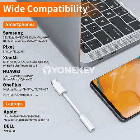 USB-C — 3.5 mm audio adapter, naushnik üçin, 1-2 paket