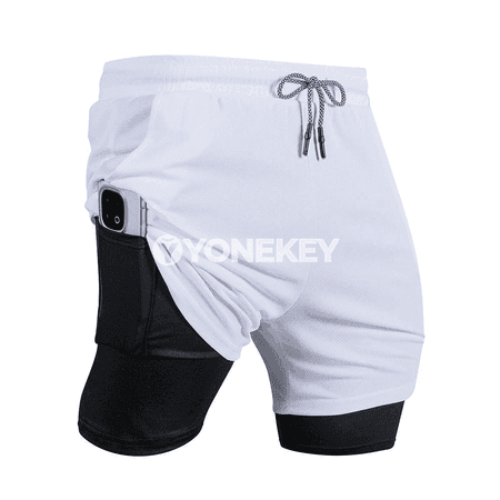 Erkekler üçin sport şortlary, ýeňil we çalt guradýan 2 in 1 model