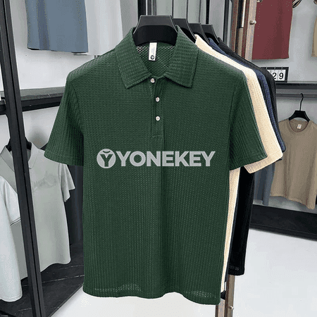 Erkekler üçin ýüngil, dem alýan polo futbolka, tomuslyk gündelik köýnek