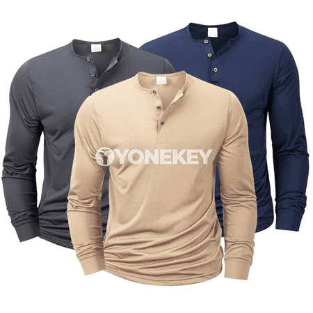 Erkekler üçin uzyn ýeňli Henley boýun futbolka, slim fit