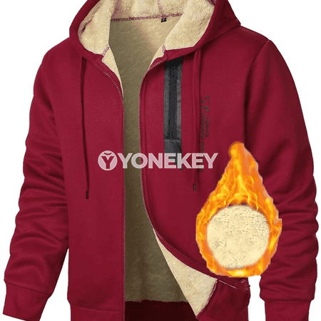 Erkekler üçin gyş ýumşak fleece zipli kapýuşonly kurtka
