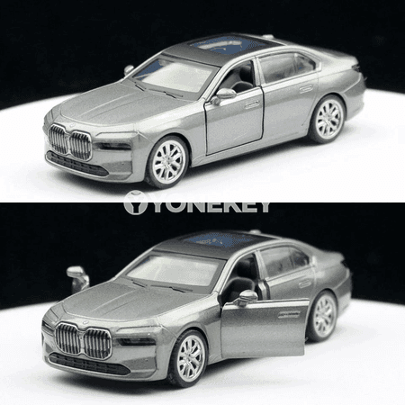 1:47 BMW I7 G70 metal modeli, gapysy açylýar
