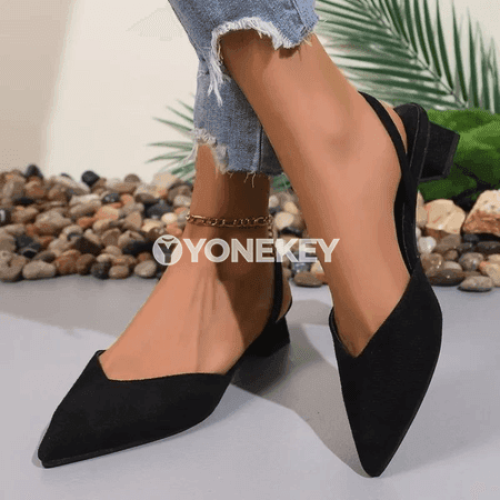 Zenanlar üçin uçy ýiti pes ökjeli moda sandallar