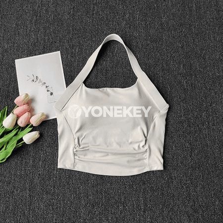 Aýallar üçin arka açyk sport bra, yoga we fitnes üçin