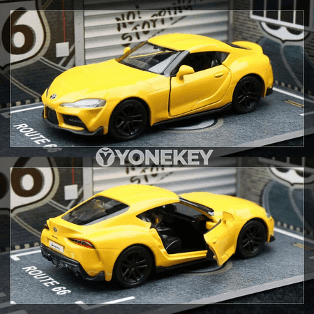 1:36 Toyota GR Supra metal model awtoulag, yza çekip goýbermek, kolleksiýa üçin