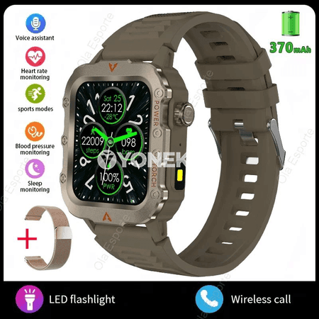 Erkekler üçin akylly sagat, Bluetooth jaňly, sport görnüşli, LED çyraly