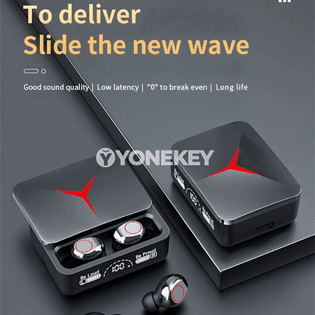 M90 Bluetooth 5.3 TWS sport gulak içi nauşnik, zarýad gaply