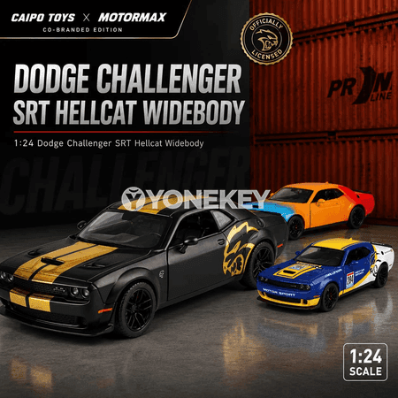 MOTORMAX 1:24 Dodge Challenger SRT Hellcat metal model maşyn, sesli-ýagtyly