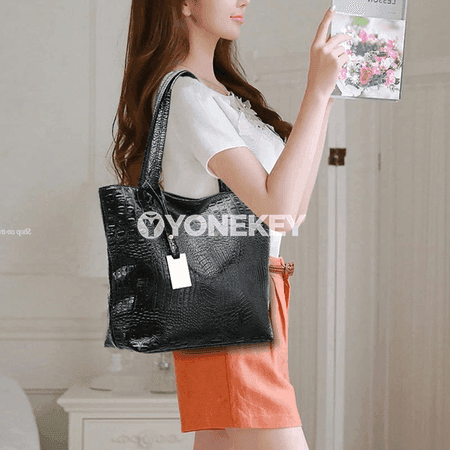 Zenanlar üçin uly göwrümli egin sumka, retro PU deri handbag