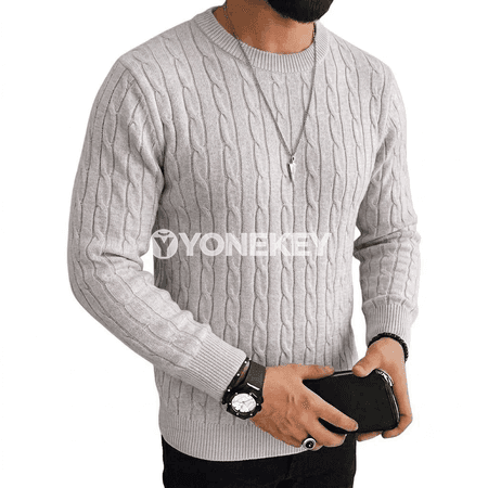 Erkekler üçin güýzki uzyn ýeňli örme switer, ýyly casual jumper