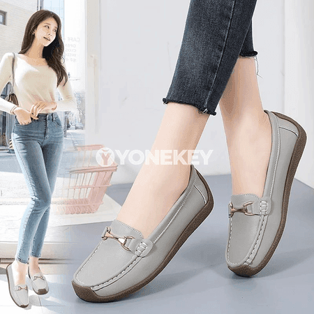 Zenanlar üçin ýeňil deri mokasinler, slip-on rahat aýakgaplar, 35-43