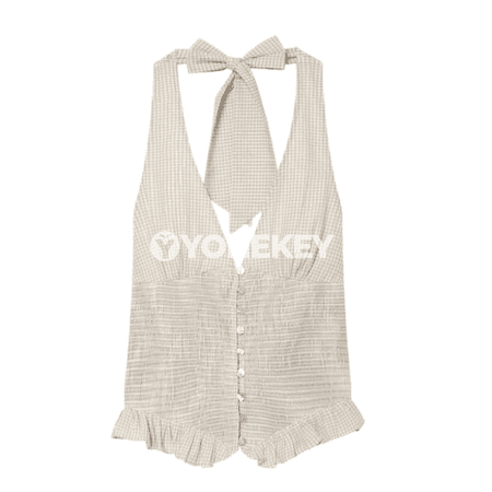 Zenanlar üçin zolakly halter boýun top, ýaz-tomus, slim fit