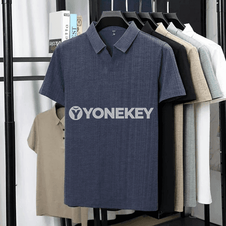 Erkekler üçin ýeňil we dem alýan linen görnüşli polo köýnek