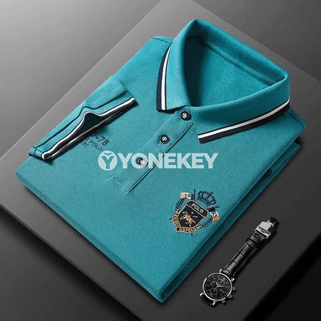 Erkekler üçin ýazky polo köýnek, nagyşly, ýeňil we rahat