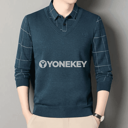Erkekler üçin ýyly trikotaž pulower, slim fit gyş switeri