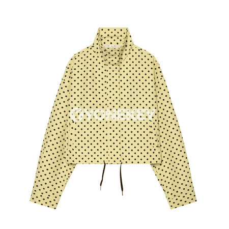 Zenanlar üçin ýeňil düwmejikli, ýokary ýakaly nokatly jaket