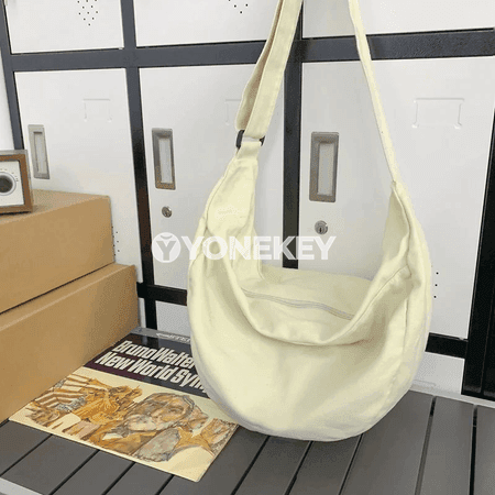Zenanlar üçin giň göwrümli kanwa egin we crossbody sumka