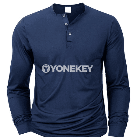 Erkekler üçin uzyn ýeňli Henley boýun futbolka, slim fit