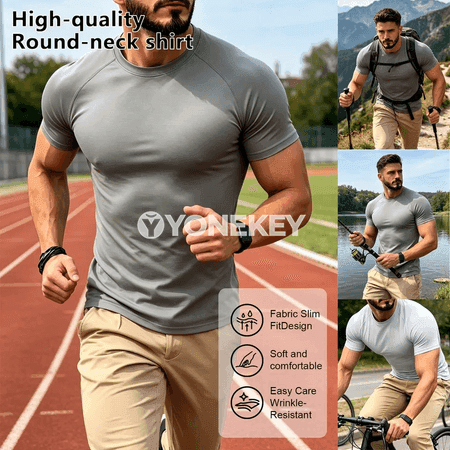 Erkek fitnes futbolkasy — çalt guratýan, ýeňil, dar kesim