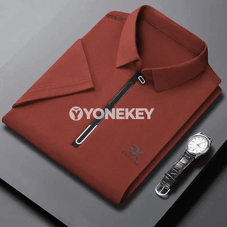 Erkekler üçin fermuarly ýazky polo köýnek, ýeňil we amatly