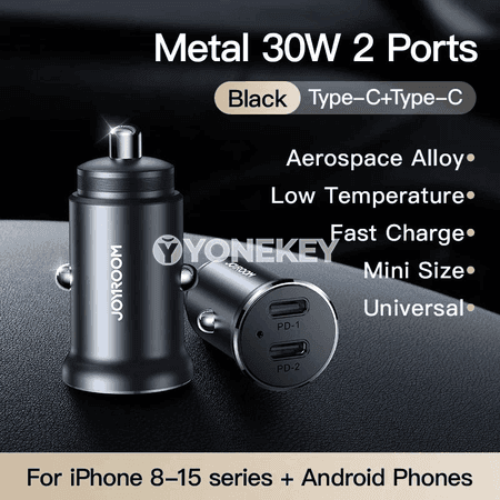 Joyroom 30W awtoulag güýçlendiriji, USB-C PD QC3.0 çalt zarýad adapteri