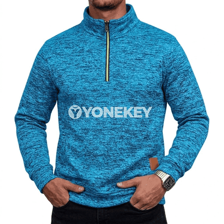 Erkekler üçin ýyly zipli sweatshirt, güýz-gyş üçin