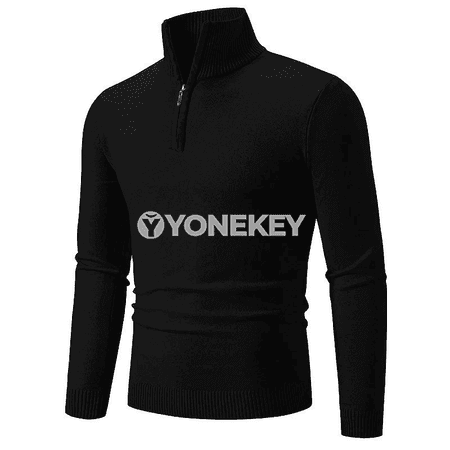 Erkekler üçin ýyly switer, ýarym ýapylýan zipperli, ýokary boýunly