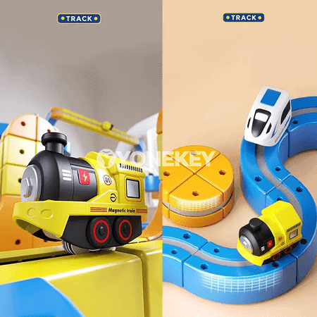 Çagalar üçin magnitli relsli otly oýunjak, akylly plastmassa ýol toplumy