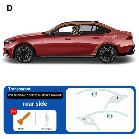 BMW G60 5 Series M Sport üçin kesilen 3D TPU awtoulag stikeri