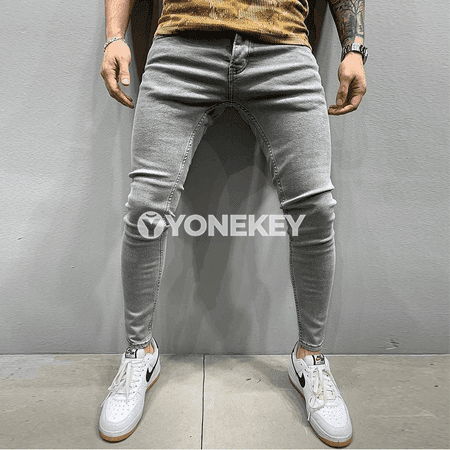 Erkekler üçin dar kesimli elastik belli jeans balak