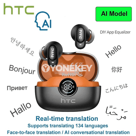 HTC NE79 TWS Bluetooth 6.0 nauşnikler, AI terjimeçi, HiFi ses