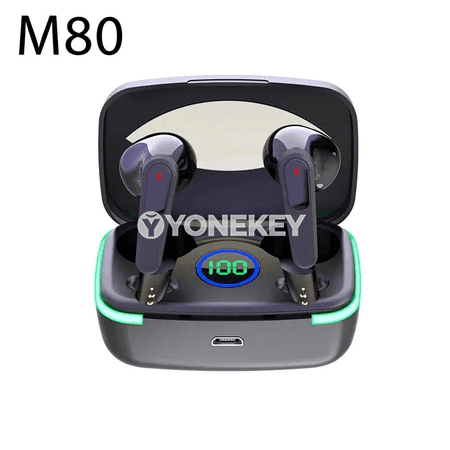 M80 TWS Bluetooth simsiz naushnik, güýçli ses we mikrofon