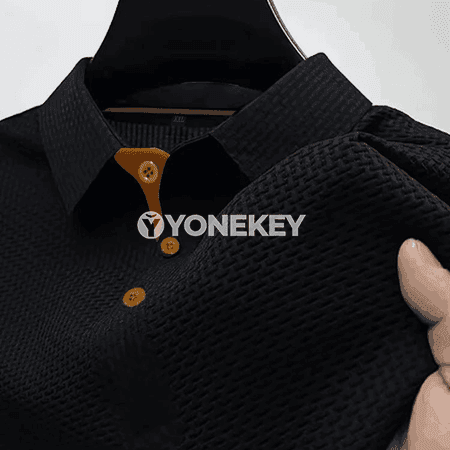 Erkekler üçin ýazky ýeňil polo futbolka, ýaşylýagly boýunly