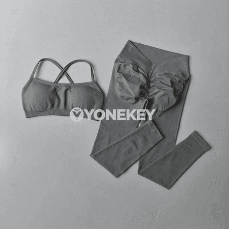 Aýallar üçin tikişsiz ýokary belli sport leggins we paddarly köýnekli toplum