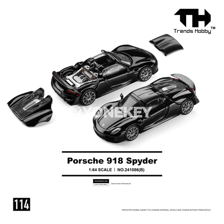 Porsche 918 Spyder 1:64 metal model awtoulag - kolleksiýa üçin