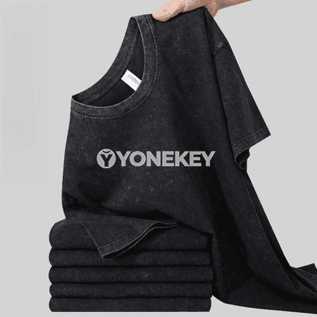 Erkekler üçin 180G ýuwulan retro ýeňli futbolka