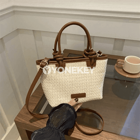 Aýal-gyzlar üçin samandan örülen bucket crossbody sumka