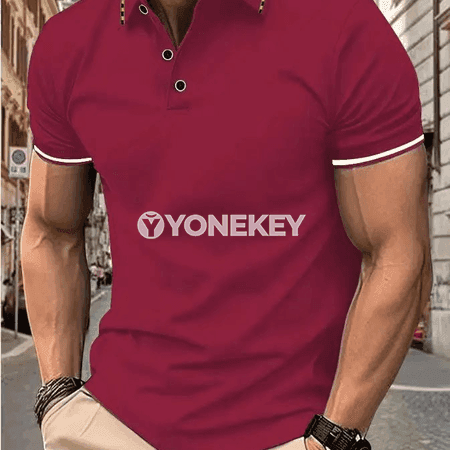 Erkekler üçin ýazky polo futbolka, gysga ýeňli