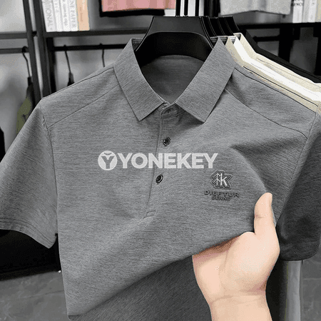 Erkekler üçin ýeňil, dem alýan gysga ýeňli polo köýnek