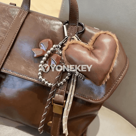 Deriden goýy kofe reňkli boýun bag açar halkasy