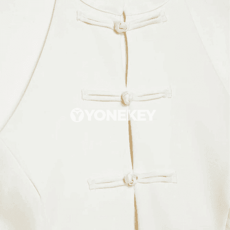 Aýal-gyzlar üçin ýeňsiz halter top, dik ýaka, düwmejikli