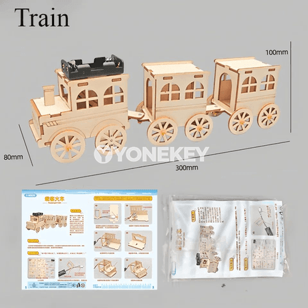 Çagalar üçin DIY demir ýol modeli, 3D agaç jigsaw oýunjagy