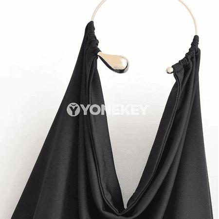Zenanlar üçin slim fit metal halkaly ýeňsiz top, V boýun