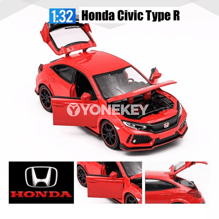 Honda Civic Type R 1:32 metal model awtoulagy, ses we ýagtylykly