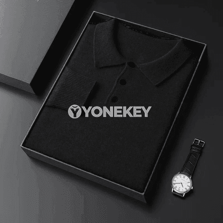 Erkekler üçin ýyly örme switer — düwmeli, boýunly, güýz-gyş modeli