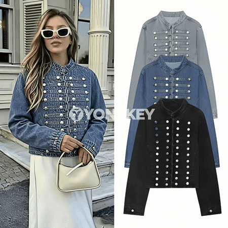 Zenanlar üçin gysga denim penjek, vintage stil