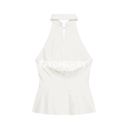 Aýal-gyzlar üçin ýeňsiz halter top, dik ýaka, düwmejikli