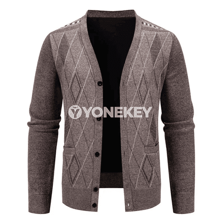 Erkekler üçin düwmejikli ýyly cardigan switer