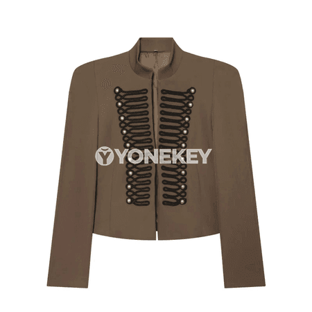 Zenanlar üçin vintage stil ýeňil gysga blazer, ýaz pasly üçin